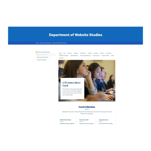 Example of a department, in this case "Department of Website Studies" (a fictional department for example purposes)