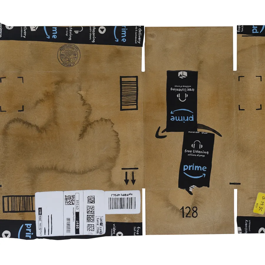 flattened Amazon Box [drawing] by Joan Linder